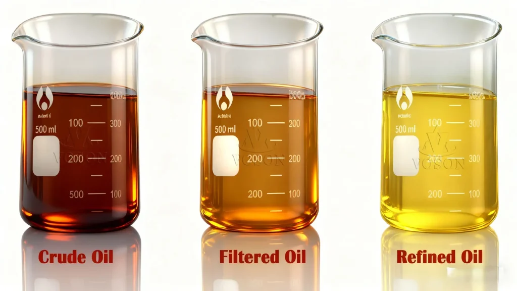 Refined sunflower oil with golden color ready for packaging