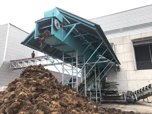 Palm oil production line with fresh fruit bunch handling
